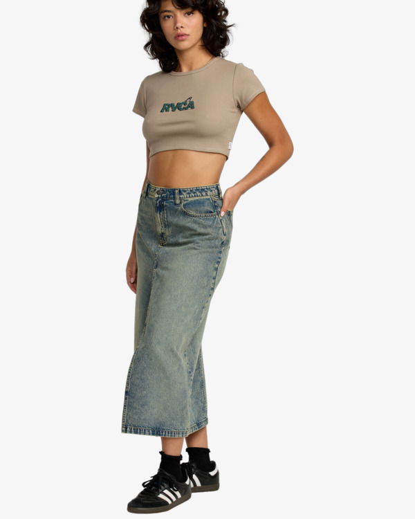 3 Midi - Denim Skirt for Women Blue 23B143505 RVCA