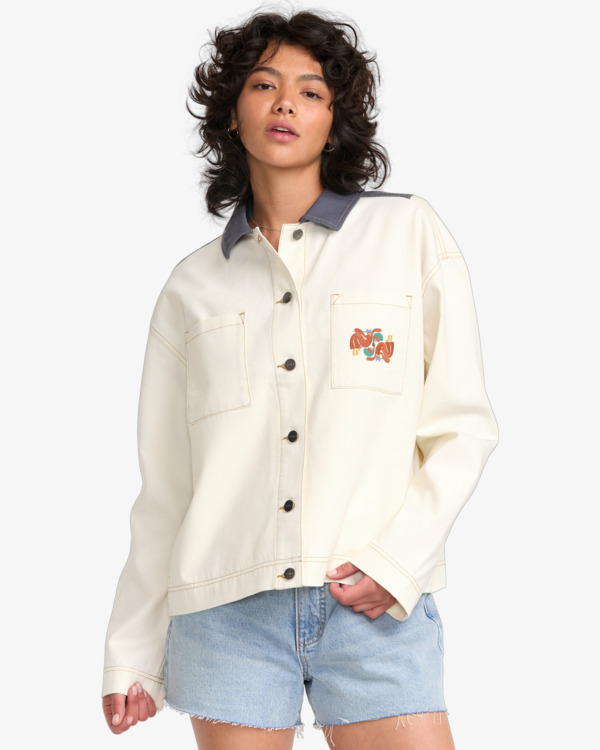 0 Lauryn Alvarez - Long Sleeves Shacket for Women White 23B151500 RVCA