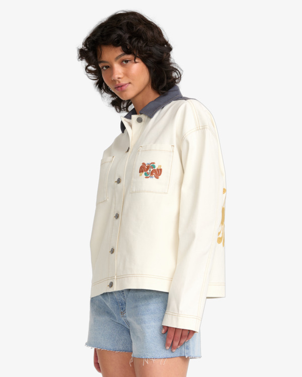 3 Lauryn Alvarez - Long Sleeves Shacket for Women White 23B151500 RVCA