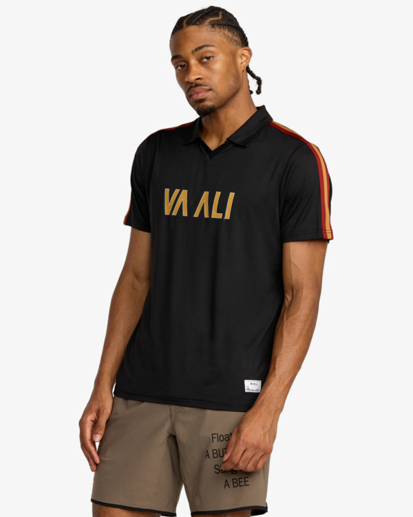 5 VA X Ali Rumble - Technical Short Sleeve Polo Shirt for Men Black 23MS013501 RVCA