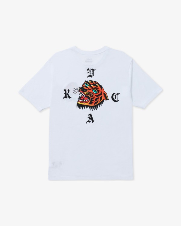 1 Kaleb Tiger - T-Shirt &agrave; manches courtes pour Homme Blanc 23MS432600 RVCA
