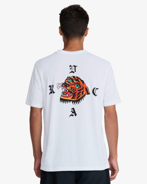 3 Kaleb Tiger - T-Shirt &agrave; manches courtes pour Homme Blanc 23MS432600 RVCA