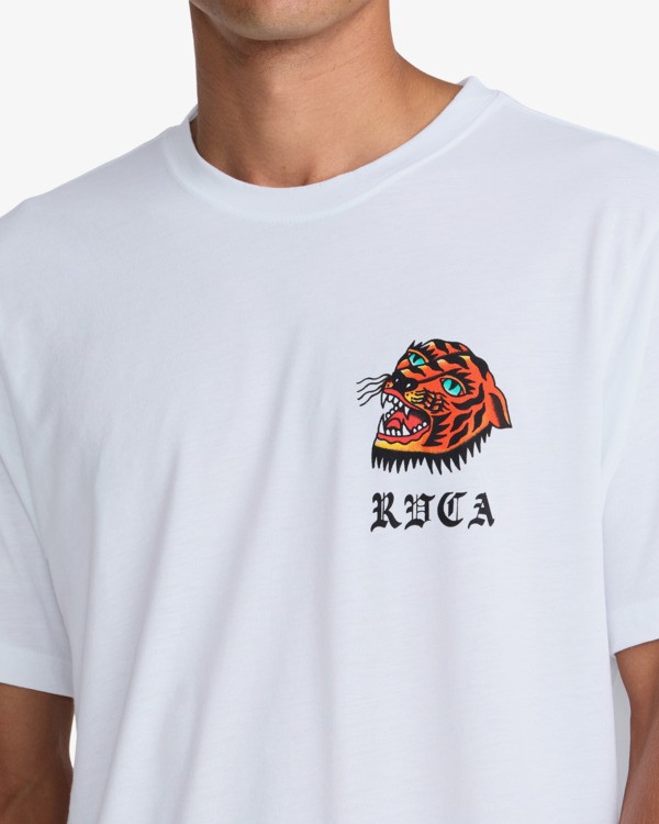 4 Kaleb Tiger - T-Shirt &agrave; manches courtes pour Homme Blanc 23MS432600 RVCA