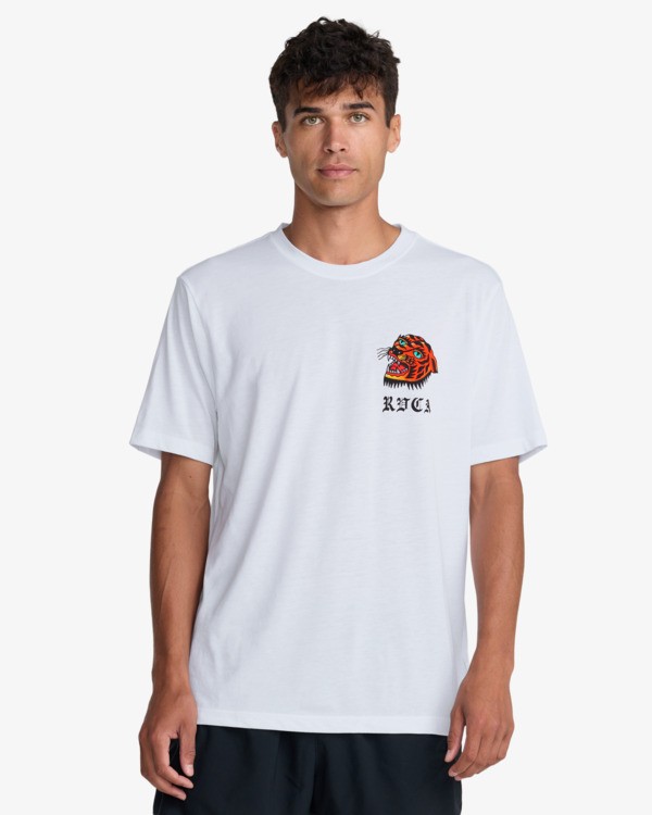 2 Kaleb Tiger - T-Shirt &agrave; manches courtes pour Homme Blanc 23MS432600 RVCA