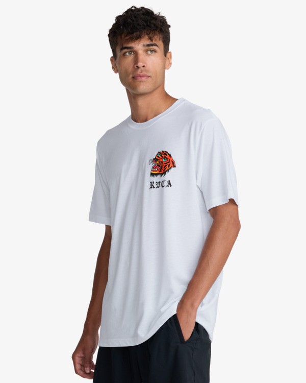 5 Kaleb Tiger - T-Shirt &agrave; manches courtes pour Homme Blanc 23MS432600 RVCA