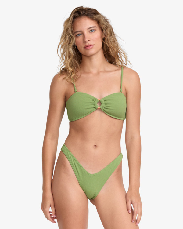 0 Costa Crinkle - Top de bikini de cobertura media para Mujer Verde 23O121520 RVCA