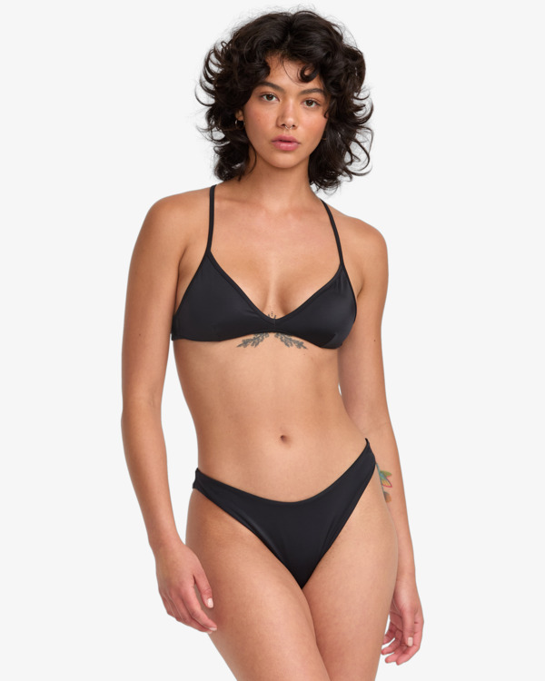 0 Solid - Medium Coverage Bikini Top for Women Black 23O131512 RVCA