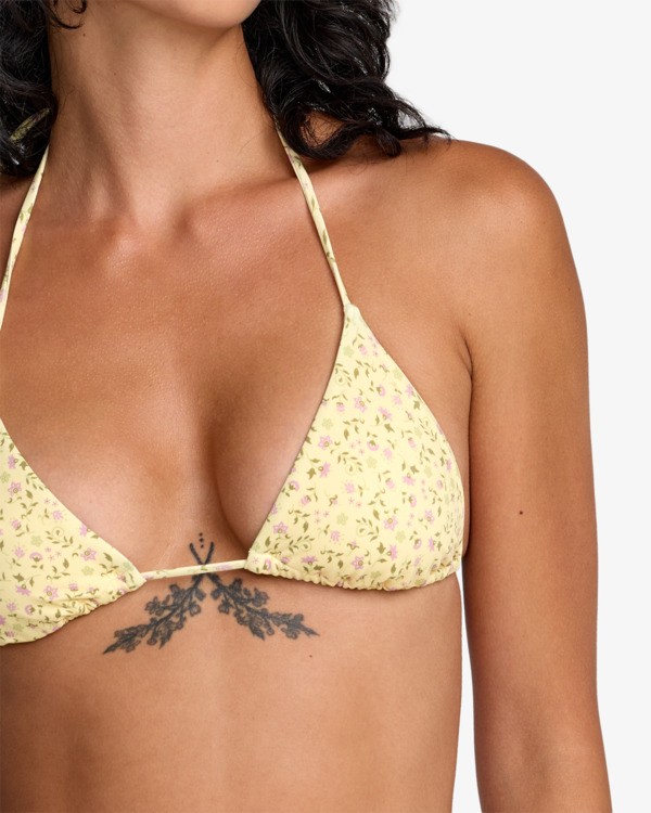 3 Amalfi Halter Tri - Triangle Bikini Top for Women Yellow 23O142610 RVCA