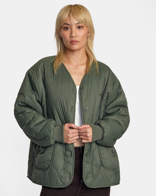 0 Non Negotiable - Reversible Jacket for Women Green AVJJK00157 RVCA