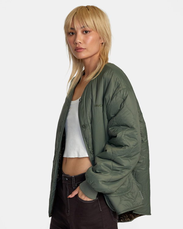 2 Non Negotiable - Reversible Jacket for Women Green AVJJK00157 RVCA