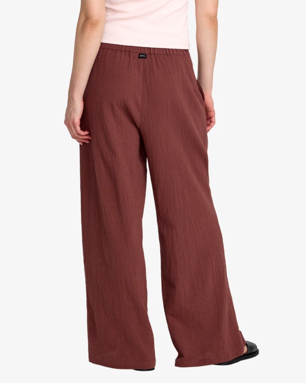 1 New Yume Wide - Elastic Waist Trousers for Women Brown AVJNP00290 RVCA