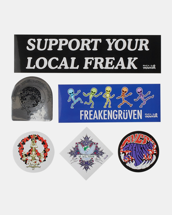1 RVCA x FREAKTOPIA - Sticker Pack Grey AVYAA00237 RVCA