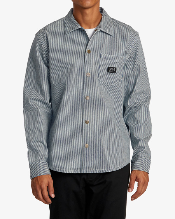 0 Chainmail Hickory - Shacket for Men Blue AVYJK00268 RVCA