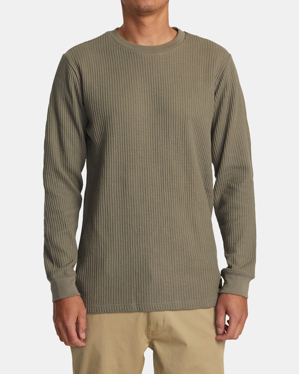 1 Recession Collection Day Shift - Long Sleeve Thermal Top for Men Green AVYKT00104 RVCA