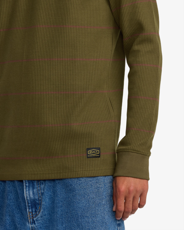 4 Day Shift Thermal Stripe - Camiseta térmica de manga larga para hombre Negro AVYKT00316 RVCA