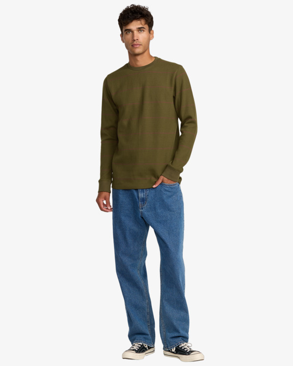 6 Day Shift Thermal Stripe - Camiseta térmica de manga larga para hombre Negro AVYKT00316 RVCA