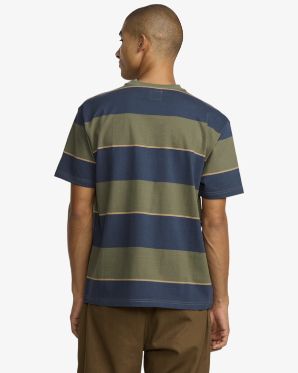 3 Dayshift Stripe - Camiseta de manga corta para hombre Azul AVYKT00345 RVCA