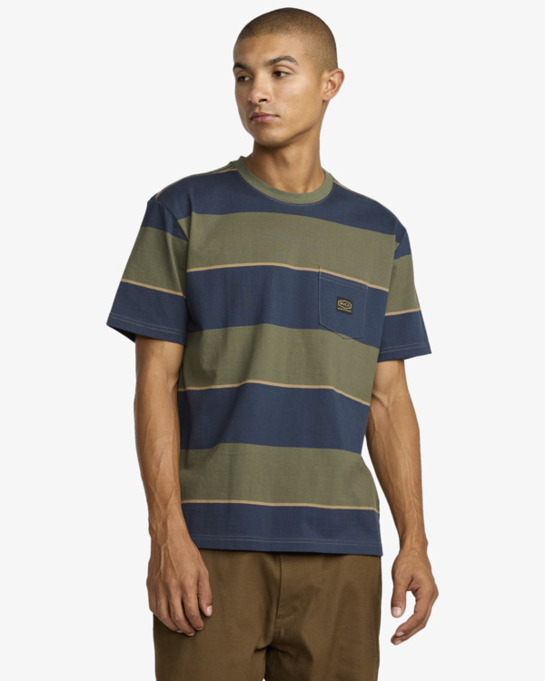 2 Dayshift Stripe - Camiseta de manga corta para hombre Azul AVYKT00345 RVCA