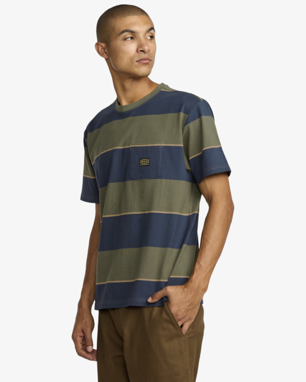 5 Dayshift Stripe - Camiseta de manga corta para hombre Azul AVYKT00345 RVCA