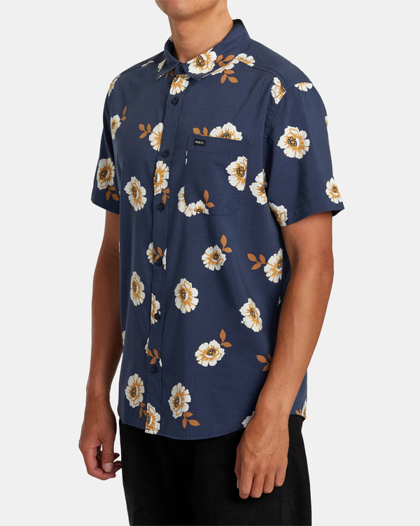 4 Botanical - Camisa de Manga Corta para Hombre Azul AVYWT00299 RVCA