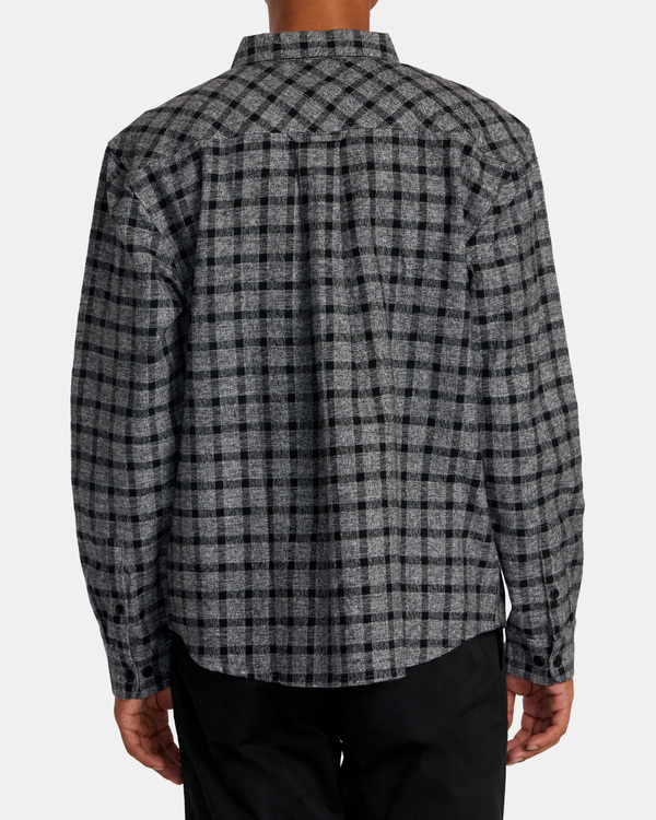 1 Hughes Flannel - Camicia a Maniche Lunghe da Uomo Gray AVYWT00452 RVCA