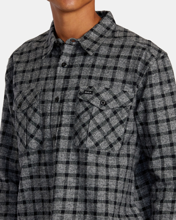 2 Hughes Flannel - Camisa de Manga Larga para Hombre Gris AVYWT00452 RVCA