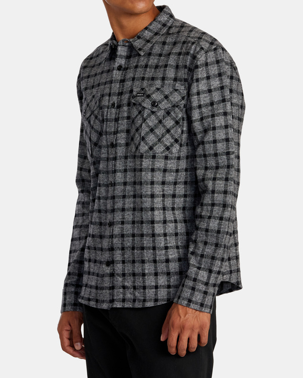 3 Hughes Flannel - Camicia a Maniche Lunghe da Uomo Gray AVYWT00452 RVCA