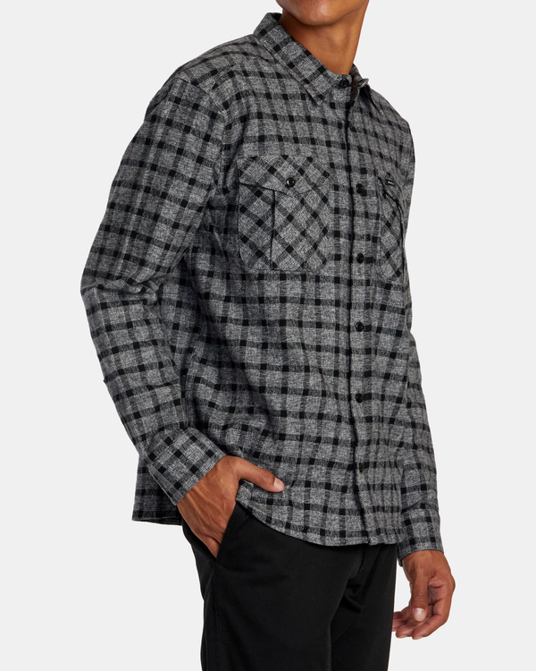 4 Hughes Flannel - Camicia a Maniche Lunghe da Uomo Gray AVYWT00452 RVCA