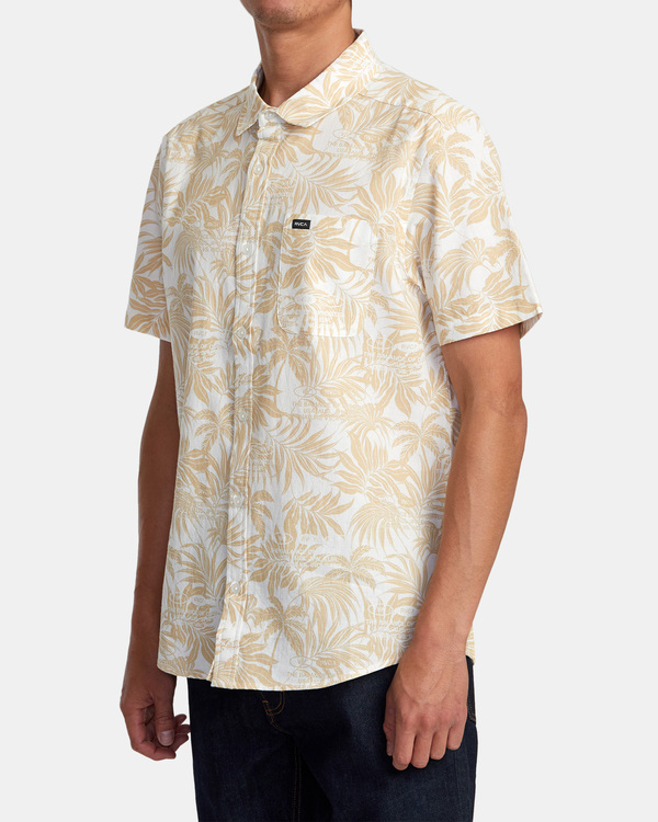 3 Rvgazi - Camisa de Manga Corta para Hombre Beige AVYWT00453 RVCA