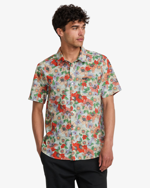 0 Botanical - Camisa de Manga Corta para Hombre Verde AVYWT00521 RVCA