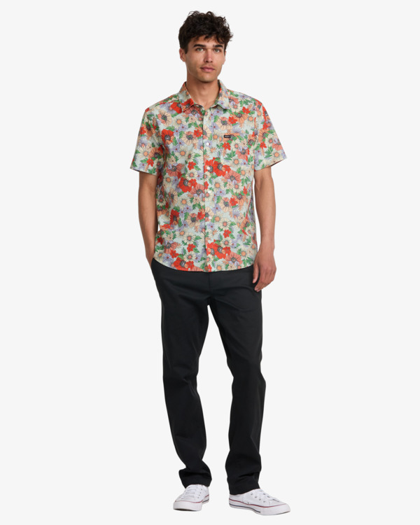 3 Botanical - Camisa de Manga Corta para Hombre Verde AVYWT00521 RVCA