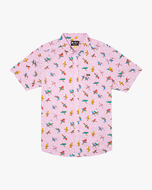 0 Luke Pelletier X Kristen Liu Wong Parrots - Short Sleeve Shirt for Men Pink C1SHRKRVP2 RVCA