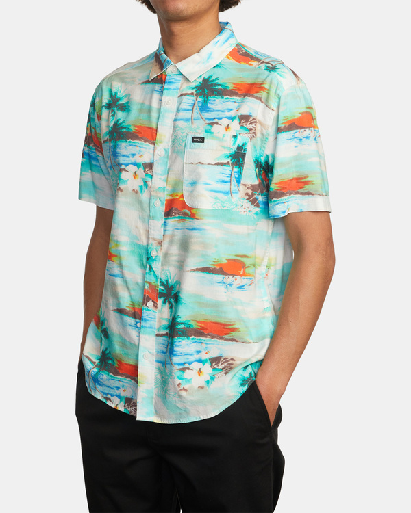 4 Paradiso - Kurzärmliges Hemd für Männer Blau C1SHRSRVP2 RVCA