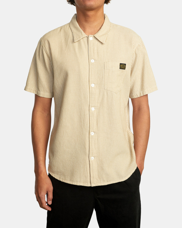 1 Recession Collection Day Shift Stripe - Kurzärmliges Hemd für Männer Beige C1SHRURVP2 RVCA