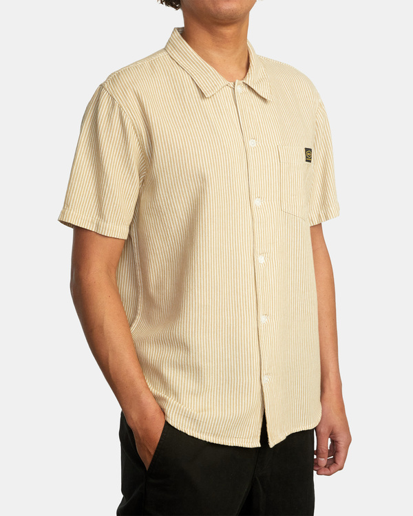 5 Recession Collection Day Shift Stripe - Kurzärmliges Hemd für Männer Beige C1SHRURVP2 RVCA