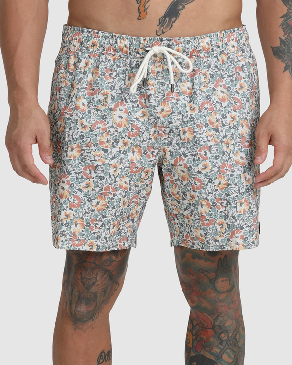 7 Barnes - Elastic Swim Shorts for Men White C1VORHRVP2 RVCA