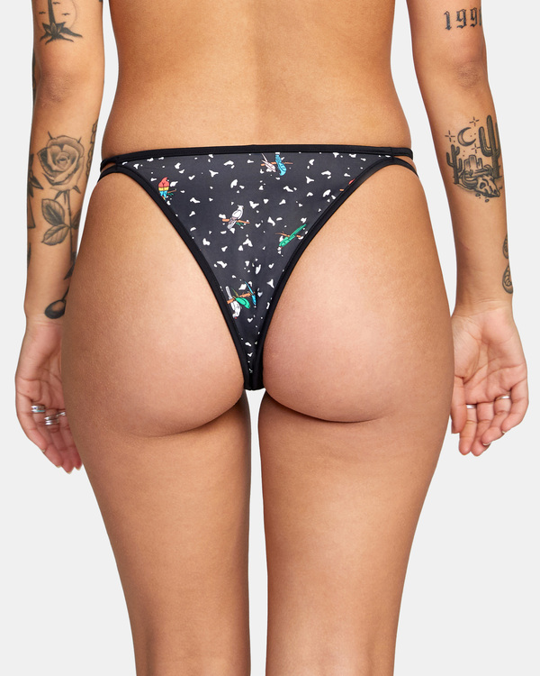 6 Luke Pelletier Uncaged Medium French - Bikiniunterteil mit frecher Bedeckung für Frauen Schwarz C3SBRARVP2 RVCA