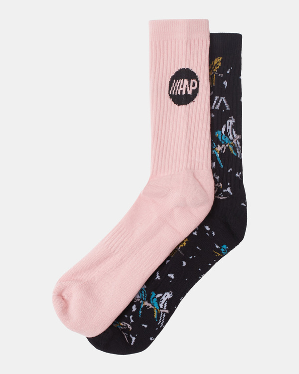 0 Luke Pelletier X Kristen Liu Wong Parrots - Chaussettes mi-mollet [Pack de 2] pour Homme Noir C5SORARVP2 RVCA