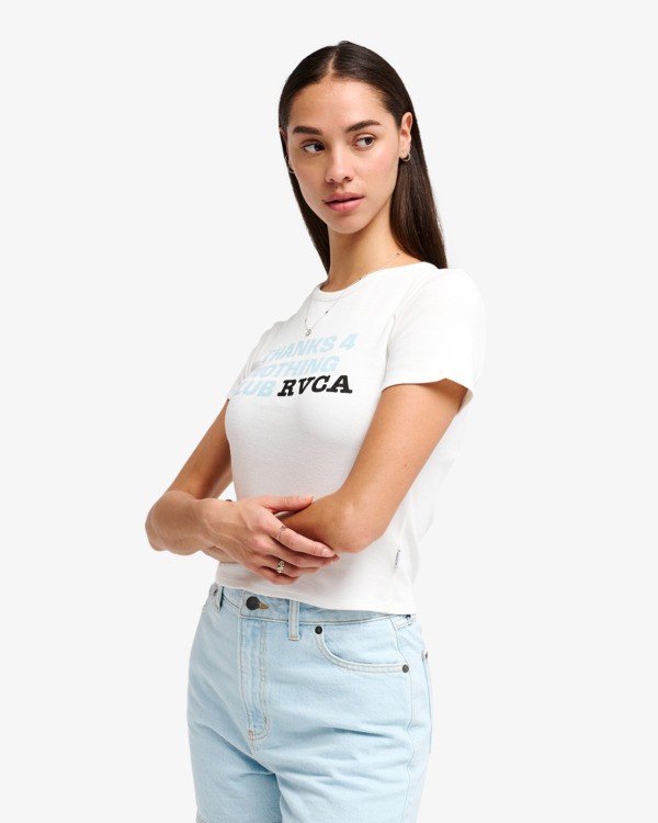 2 Club RVCA Rib - Short Sleeve T-Shirt for Women White EVJKT03002 RVCA