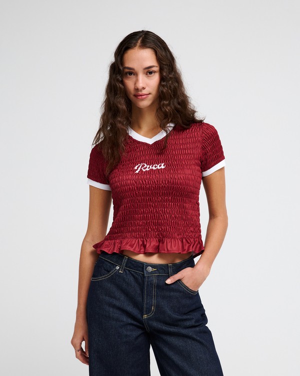 0 RVCA Smoked Jersey Red EVJKT03012 RVCA