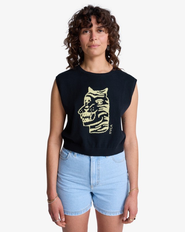 0 Antonia Figueiredo Tiger - Knitted Vest for Women Black EVJSW03006 RVCA