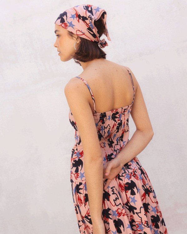 2 Antonia Figueiredo Love Birds - All-Over Printed Dress for Women Pink EVJWD03004 RVCA