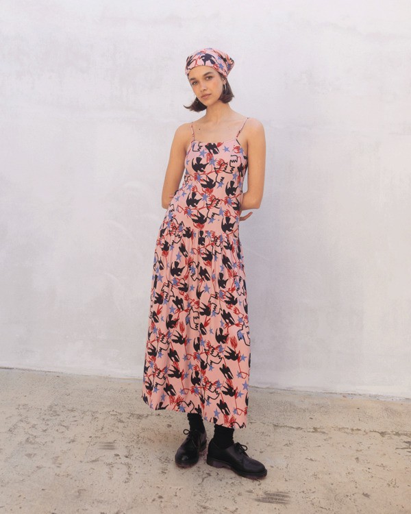 0 Antonia Figueiredo Love Birds - All-Over Printed Dress for Women Pink EVJWD03004 RVCA