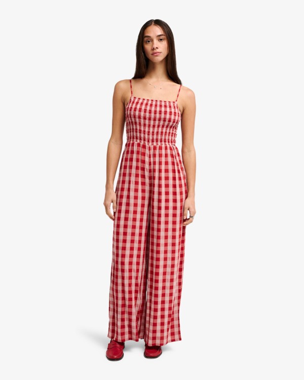 0 Antonia Figueiredo Checker - Wide Leg Jumpsuit for Women Red EVJWO03002 RVCA