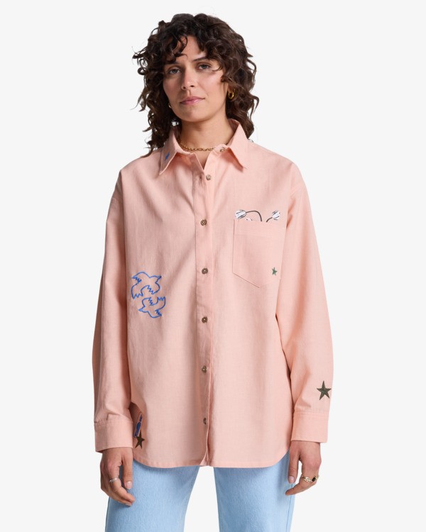 0 Antonia Figueiredo Elements - Chemise manches longues pour Femme Rose EVJWT03003 RVCA