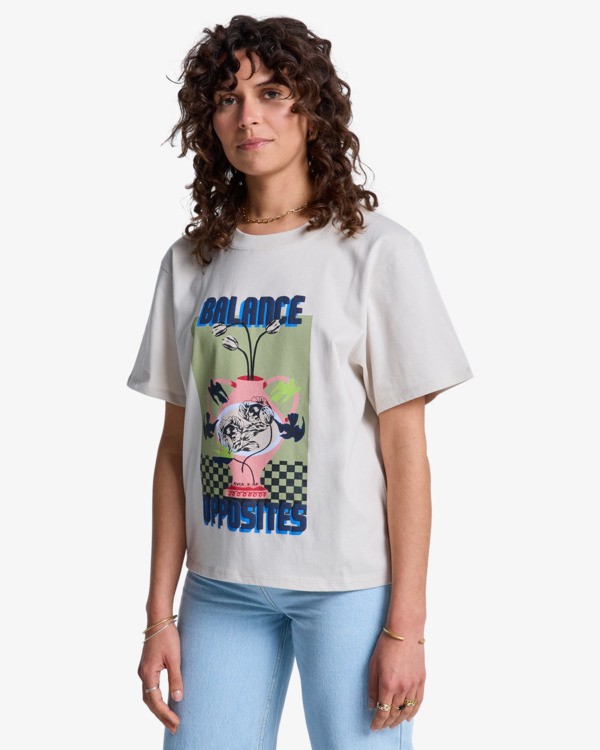 1 Antonia Figueiredo Twin Tulips Easy - Short Sleeve T-Shirt for Women Beige EVJZT00167 RVCA