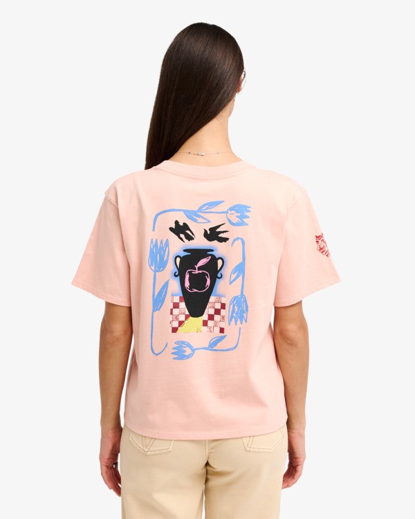 1 Antonia Figueiredo Love Birds Easy - Short Sleeve T-Shirt for Women Pink EVJZT00168 RVCA