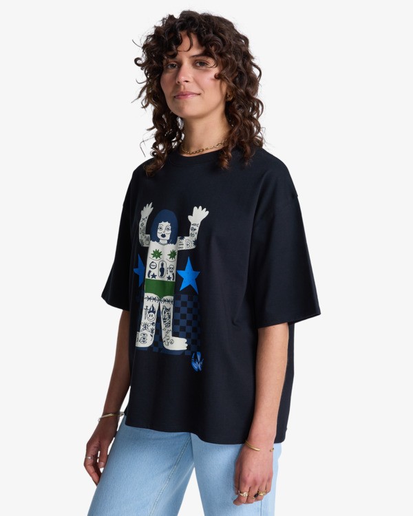 1 Antonia Figueiredo Bonhomme Oversized - Oversized T-Shirt for Women Black EVJZT00169 RVCA