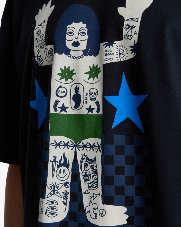 2 Antonia Figueiredo Bonhomme Oversized - Oversized T-Shirt for Women Black EVJZT00169 RVCA