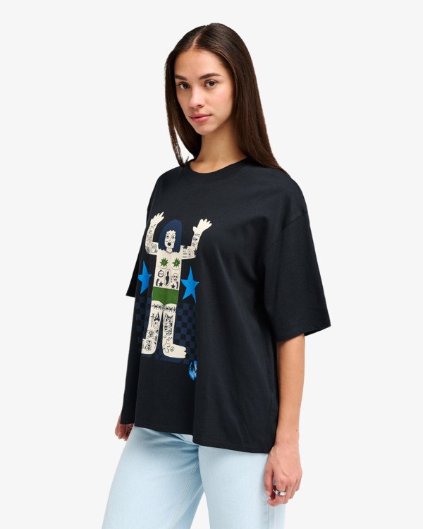 2 Antonia Figueiredo Bonhomme Oversized - Camiseta extragrande para mujer Negro EVJZT00169 RVCA